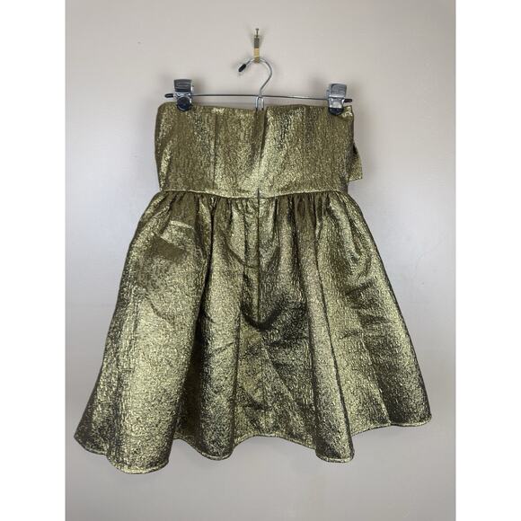 Self-Portrait Gold Metallic Jacquard Mini Dress Cocktail Formal Holiday Size 6 - Picture 7 of 16